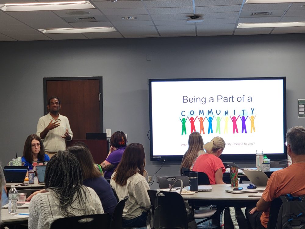 Dr. Prem Pugalenthi facilitating a STEM  PLC session.